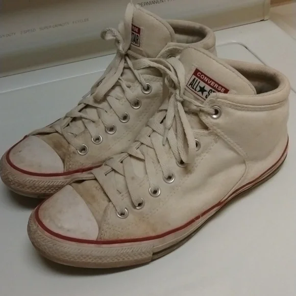 Converse White All Star Chuck Taylor High Top Converse Men’s Sneakers Size 9 - Picture 2 of 8